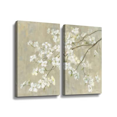 ArtWall Dogwood in Spring Neutral crop Multi-Piece Gallery Wrapped Canvas Set