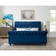 preview thumbnail 2 of 6, Roundhill Furniture Evora Blue Velvet Upholstered Crystal Button Tufted Sleigh Bed