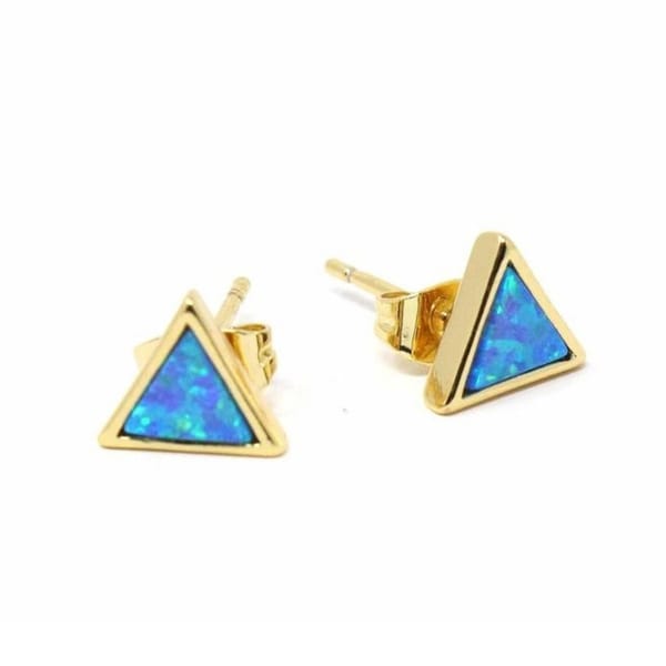 gold triangle stud earrings