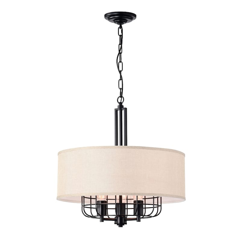 Ashir Matte Black/Off-White 3-light Chandelier