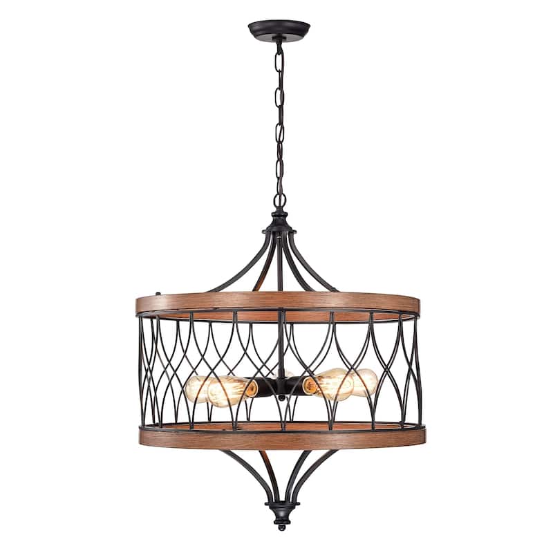 Egil Imitation Wood/Black 5-light Chandelier