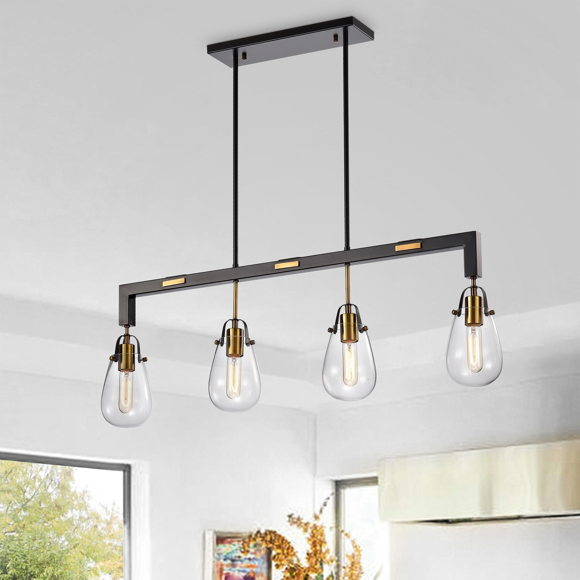 Warehouse of Tiffany Nekane Matte Black/Bronze 4-light Chandelier