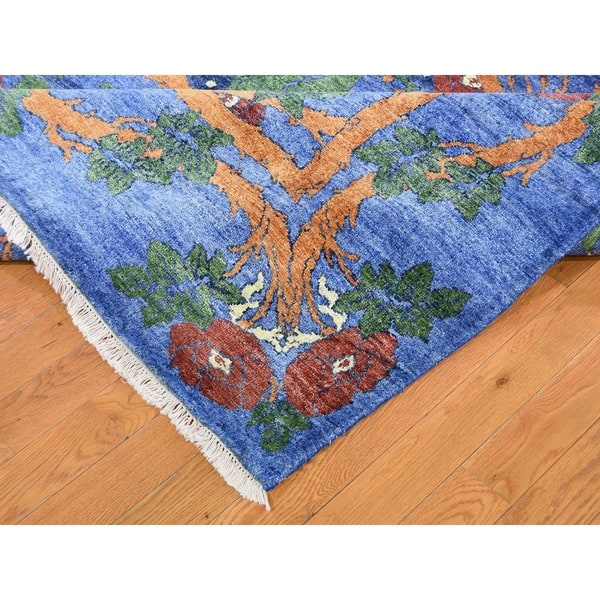 Shop Shahbanu Rugs Art Silk Arts And Crafts Denim Blue Hand