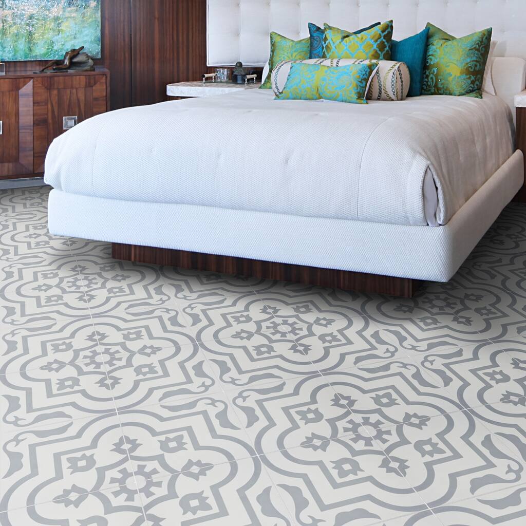 Handmade Taza in White and Grey Tile, Pack of 12 (Morocco)