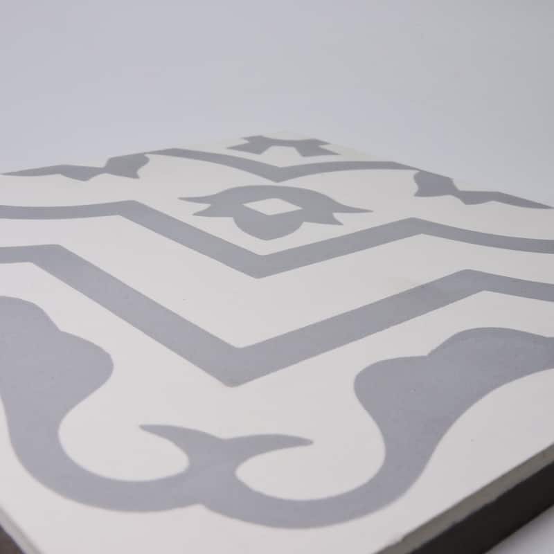 Handmade Taza in White and Grey Tile, Pack of 12 (Morocco)
