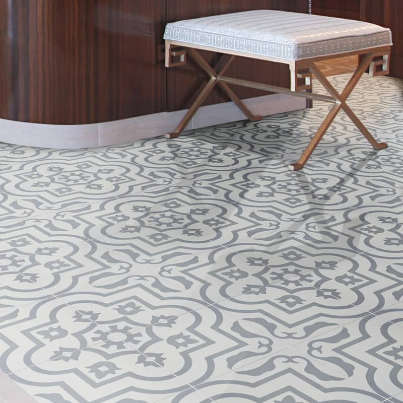 Handmade Taza in White and Grey Tile, Pack of 12 (Morocco)