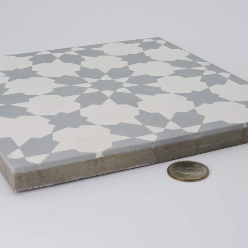 Handmade Ahfir in White and Grey Tile, Pack of 12 (Morocco)