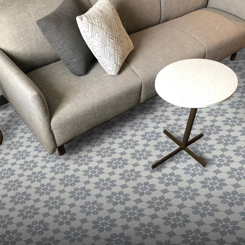 Handmade Ahfir in White and Grey Tile, Pack of 12 (Morocco)