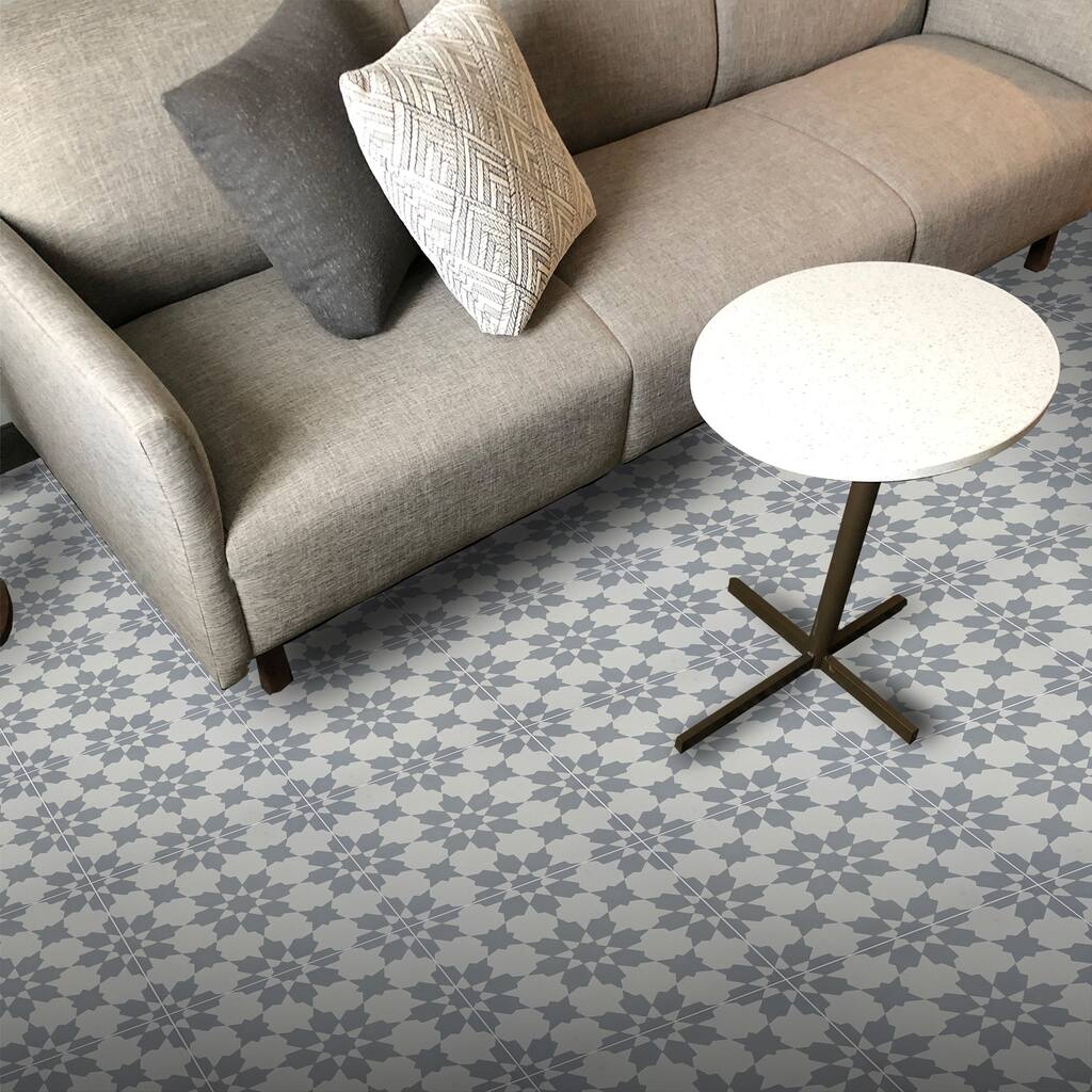 Handmade Ahfir in White and Grey Tile, Pack of 12 (Morocco)