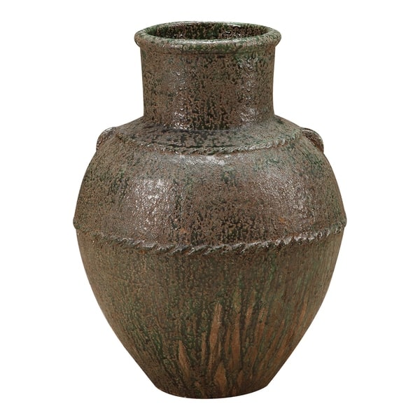 Shop Aurelle Home Green Large Terracotta Rustic Vase On Sale