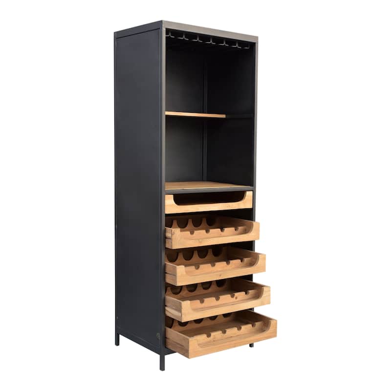 Aurelle Home Solid Wood and Iron Wine Cabinet