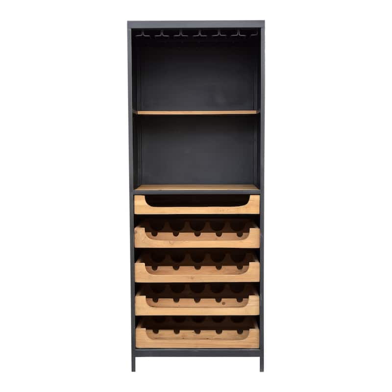 Aurelle Home Solid Wood and Iron Wine Cabinet