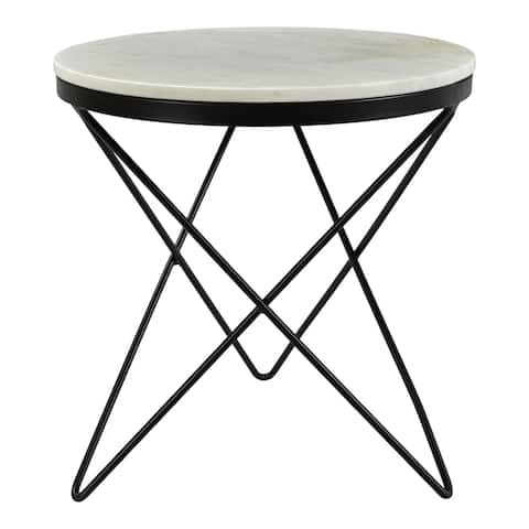 Aurelle Home Heather Glam Marble Top and Iron Side Table - 20 x 20 x 20