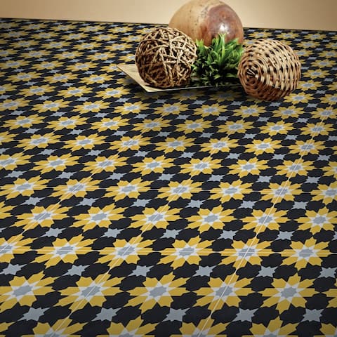 Handmade Ahfir in Black, Yellow, Grey Tile, Pack of 12 (Morocco)