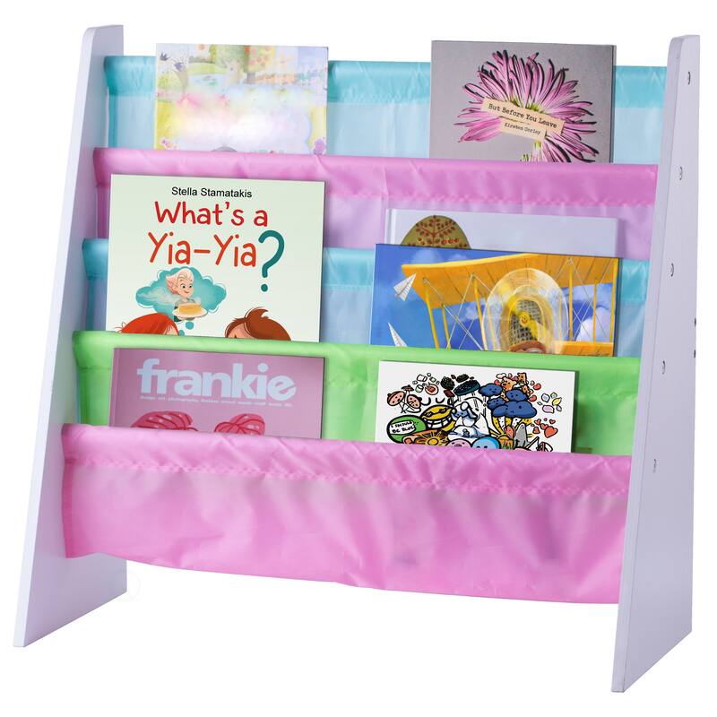 4 Tiered Colorful Lined Kids' Sling Magazine Book Rack