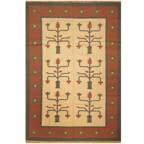 Handmade One-of-a-Kind Wool Kilim (India) - 6' x 9'