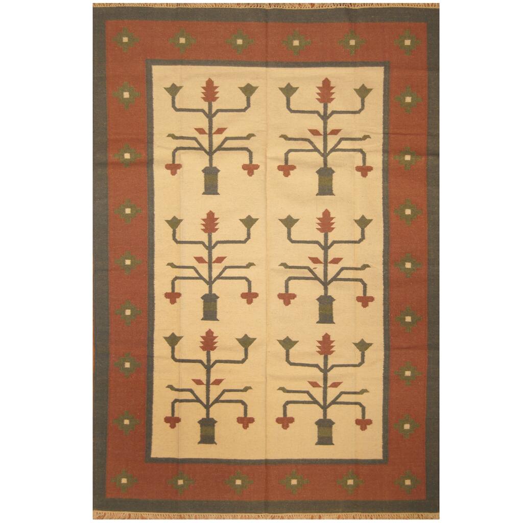 Handmade One-of-a-Kind Wool Kilim (India) - 6' x 9'