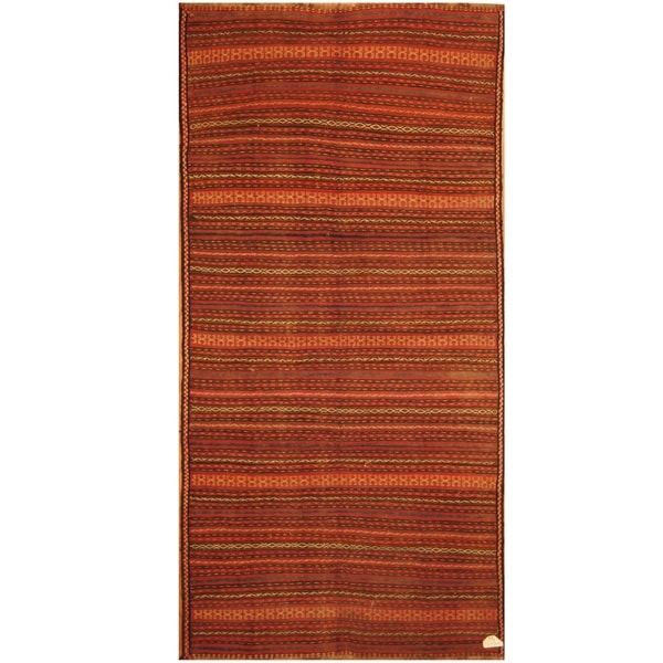 Handmade One-of-a-Kind Soumak Wool Kilim (Afghanistan) - 4'9 x 9'9
