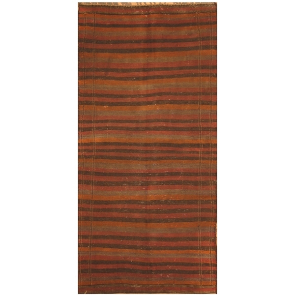 Handmade One-of-a-Kind Shiraz Kashgahi Wool Kilim (Iran) - 4'2 x 8'5