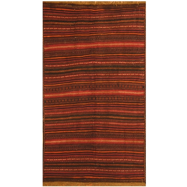 Handmade One-of-a-Kind Soumak Wool Kilim (Afghanistan) - 4'10 x 8'10
