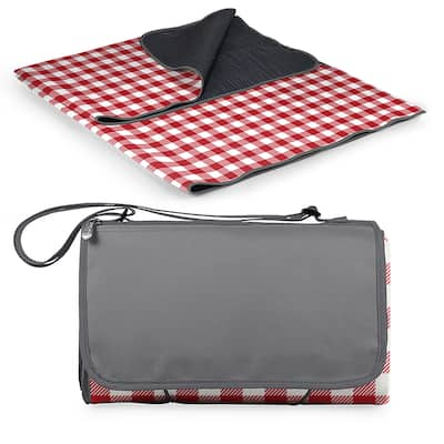 Blanket Tote XL Outdoor Picnic Blanket, (Red Check with Gray)