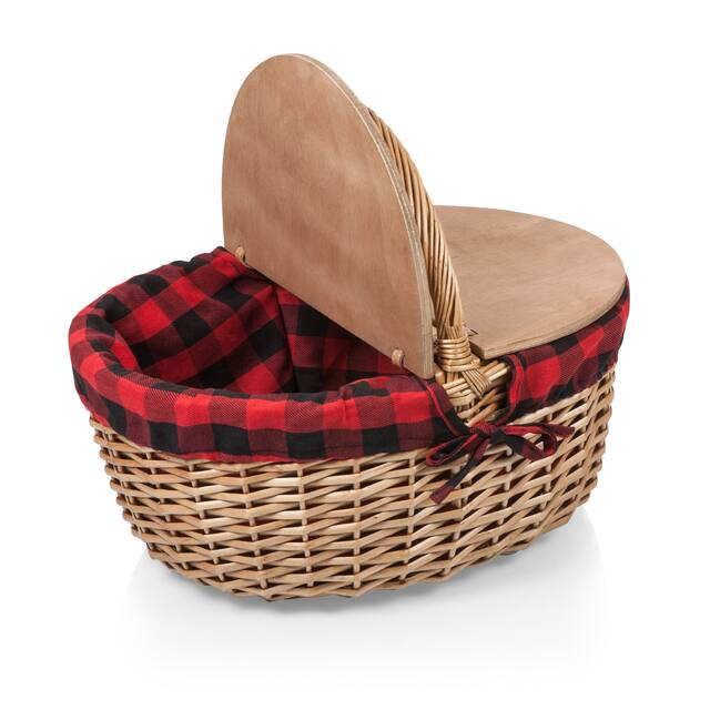 Country Picnic Basket, (Navy & White Stripes)