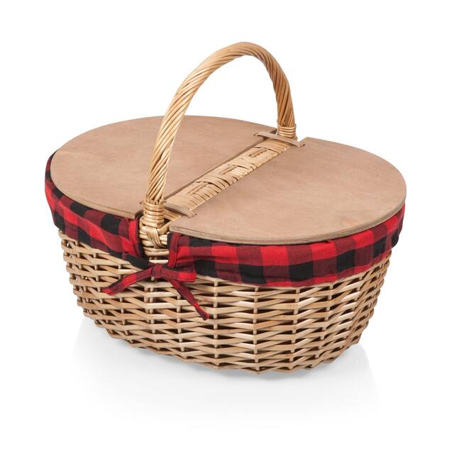 Country Picnic Basket, (Navy & White Stripes)