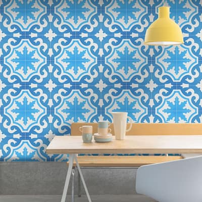 Handmade Tanger in Two Toned Blue Tile, Pack of 12 (Morocco)