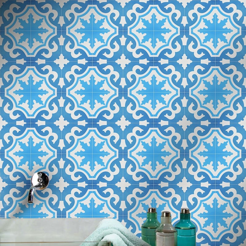 Handmade Tanger in Two Toned Blue Tile, Pack of 12 (Morocco)