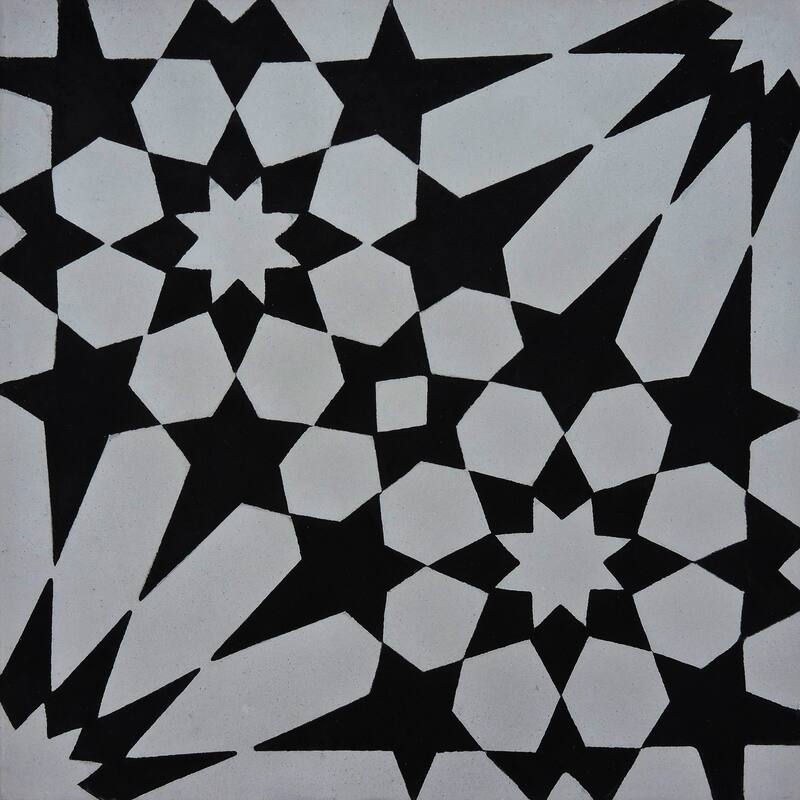 Handmade Agdal in Black and Grey Tile, Pack of 12 (Morocco)