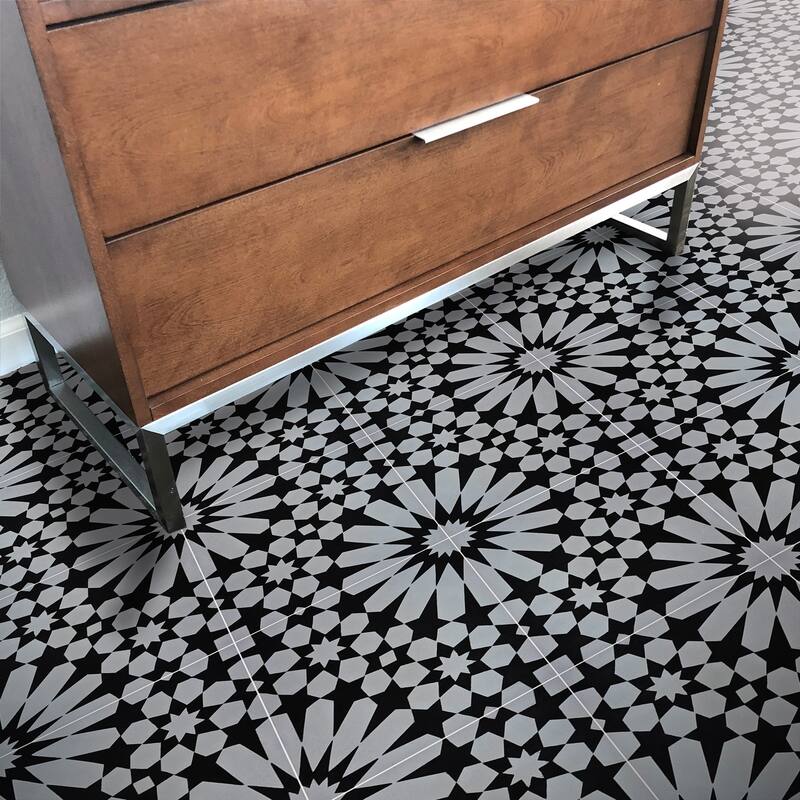 Handmade Agdal in Black and Grey Tile, Pack of 12 (Morocco)