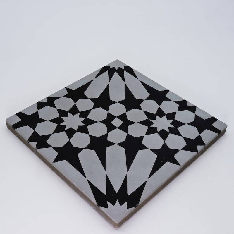 Handmade Agdal in Black and Grey Tile, Pack of 12 (Morocco)