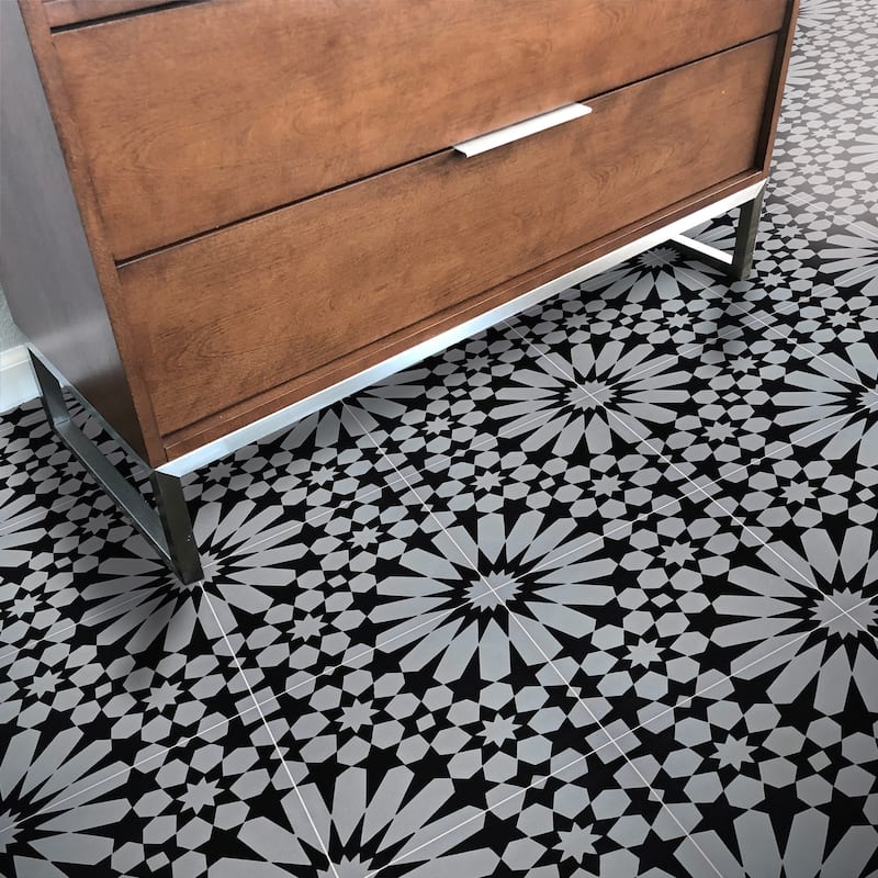 Handmade Agdal in Black and Grey Tile, Pack of 12 (Morocco)