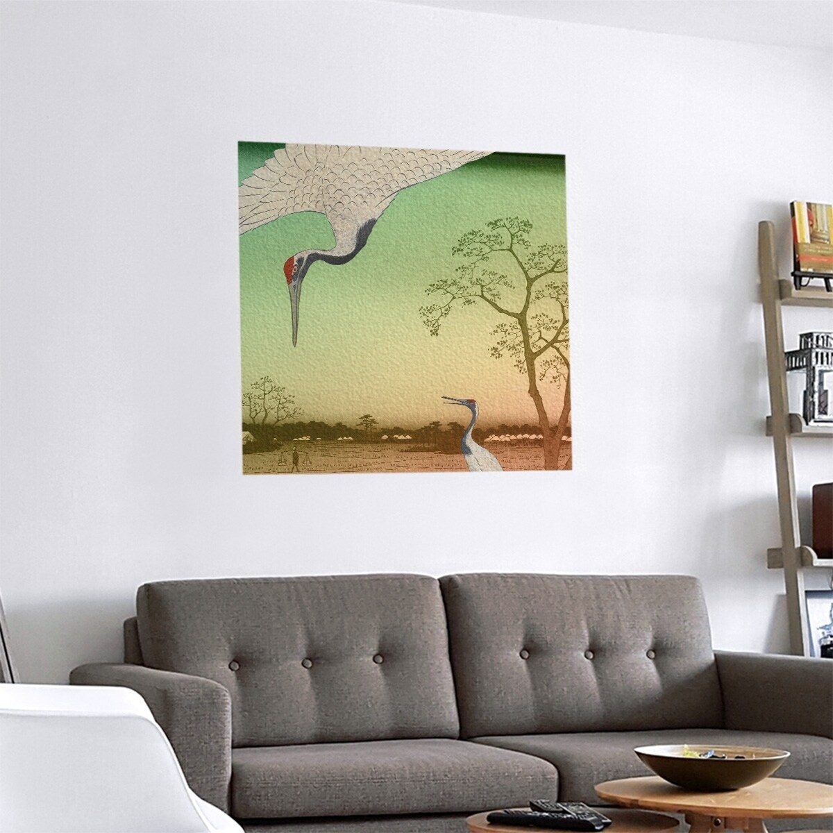 hiroshi_o_7！！ Porch & Den Utagawa Hiroshige 'Japanese Cranes' Removable Art