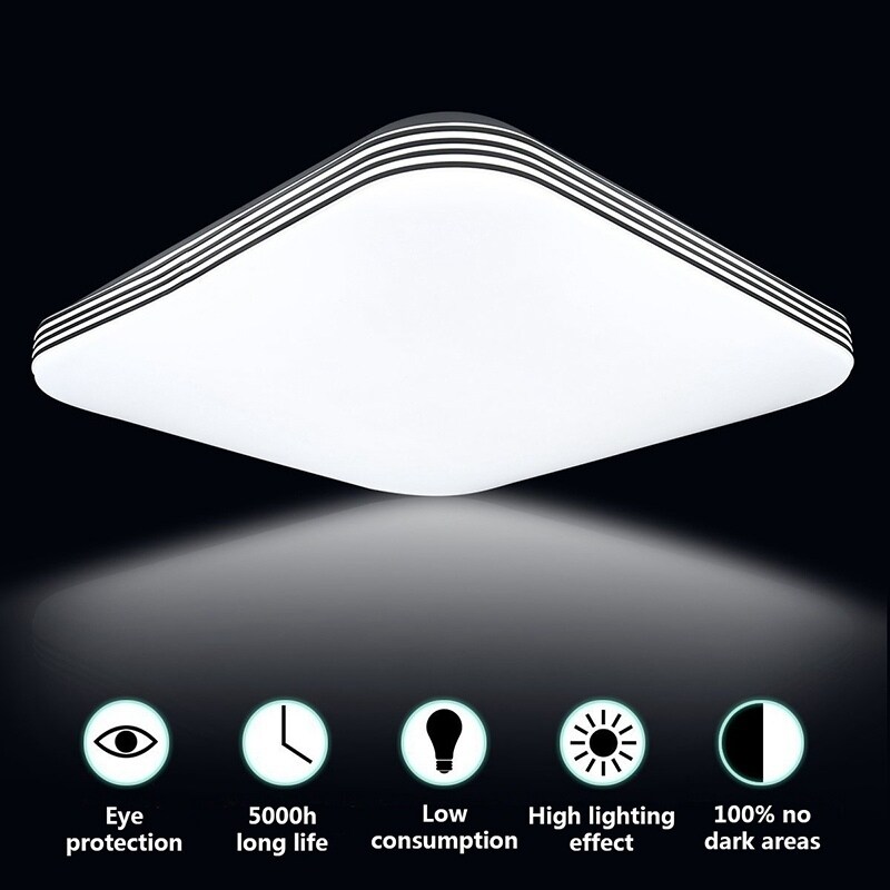 Square 18w 1400lm Energy Efficient Led Ceiling Lights Modern Flush Mount Fixture Lamp Lighting For Kitchen Bathroom Dining Room