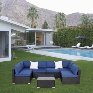 Kinbor Patio Furniture Set Outdoor Sectional Sofa All-Weather Wicker Conversation Set