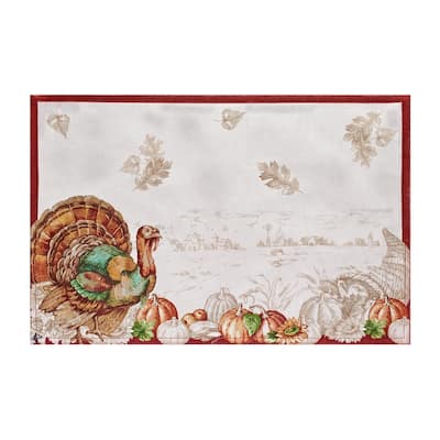Holiday Turkey Bordered Fall Placemat, Set of 4 - 13"x19"