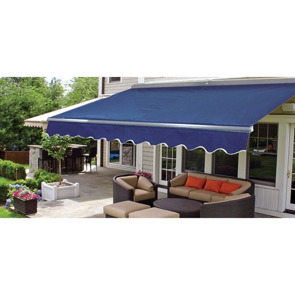 ALEKO Sunshade Half Cassette 12x10 ft Retractable Patio Awning Blue Color