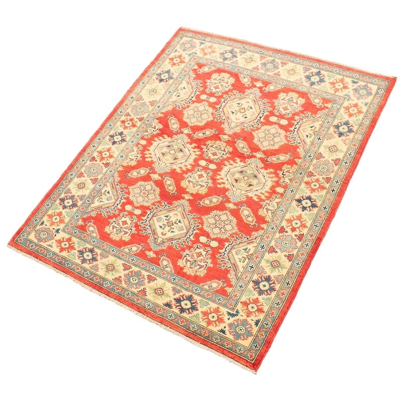Hand-knotted Finest Gazni Copper, Cream Wool Rug - 4'11 x 6'1/4'11" x 6'1"