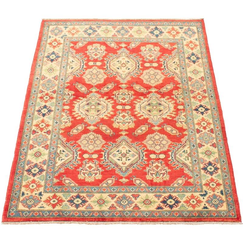 Hand-knotted Finest Gazni Copper, Cream Wool Rug - 4'11 x 6'1/4'11" x 6'1"
