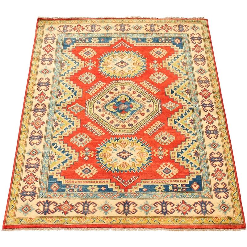 Hand-knotted Finest Gazni Copper Wool Rug - 4'11" x 6'5"/4'11 x 6'5