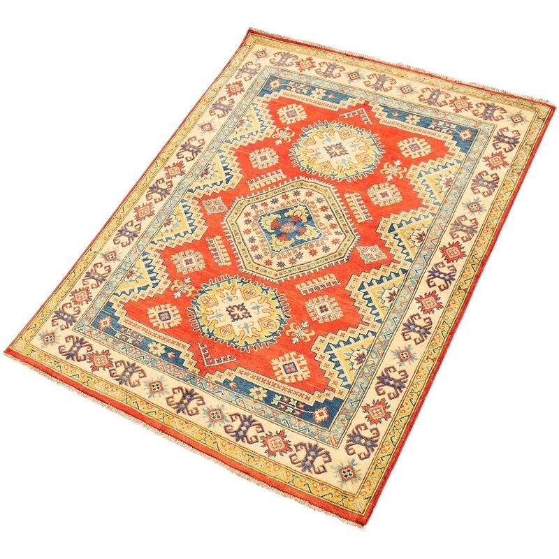 Hand-knotted Finest Gazni Copper Wool Rug - 4'11" x 6'5"/4'11 x 6'5