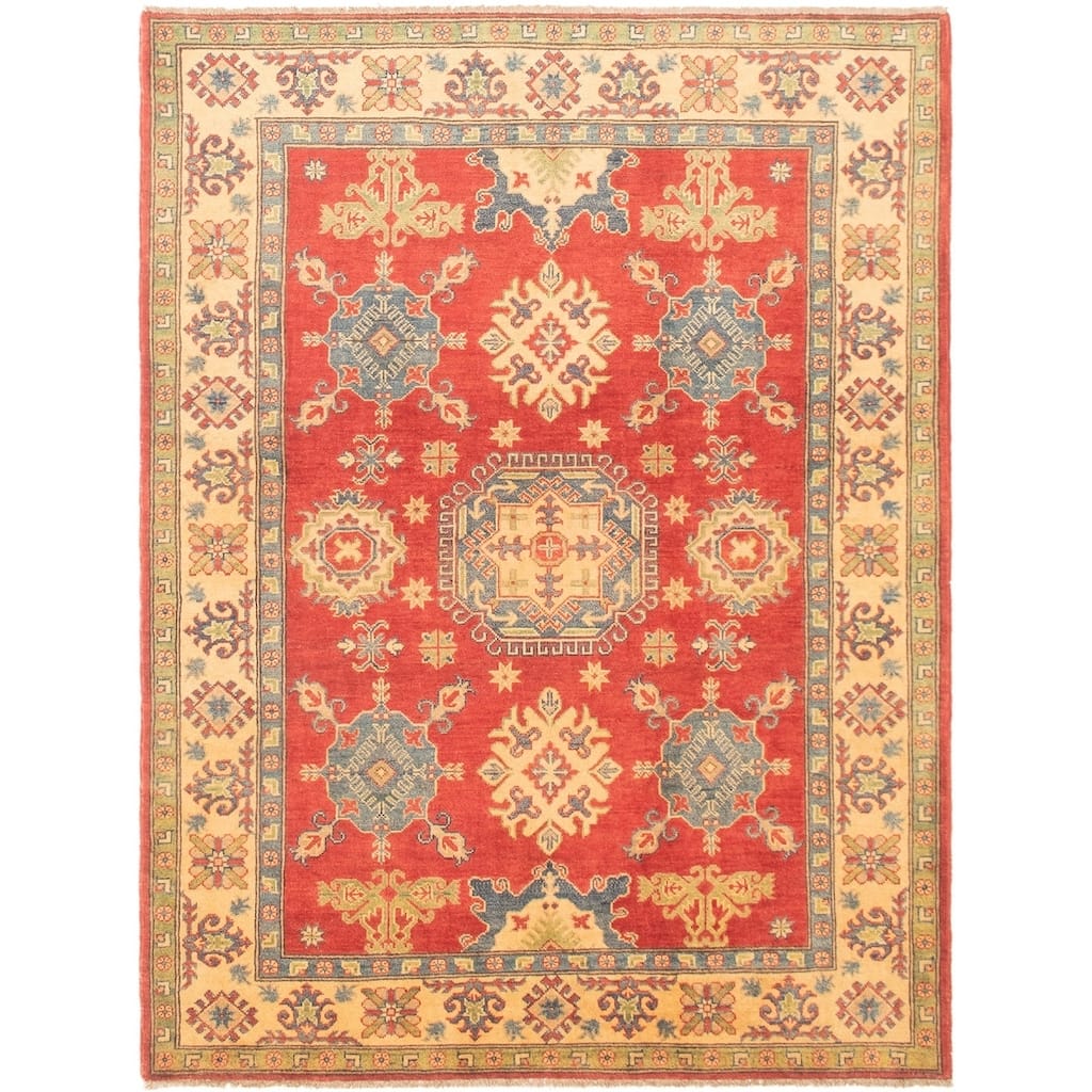 Hand-knotted Finest Gazni Red Wool Rug - 5'1 x 6'7/5'1" x 6'7"