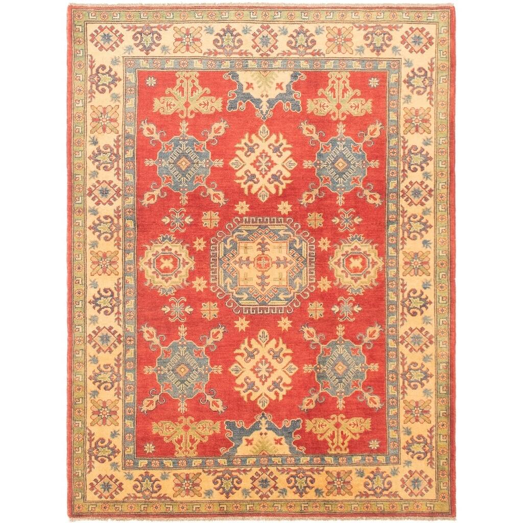 Hand-knotted Finest Gazni Red Wool Rug - 5'1 x 6'7/5'1" x 6'7"