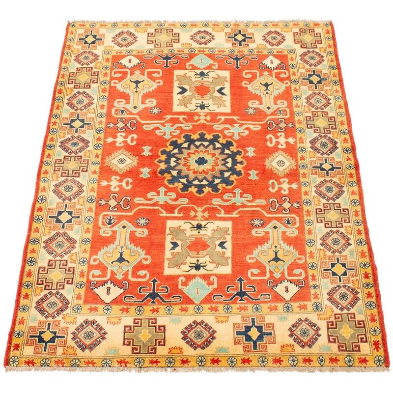 Hand-knotted Finest Gazni Copper Wool Rug - 4'10 x 6'3/4'10" x 6'3"