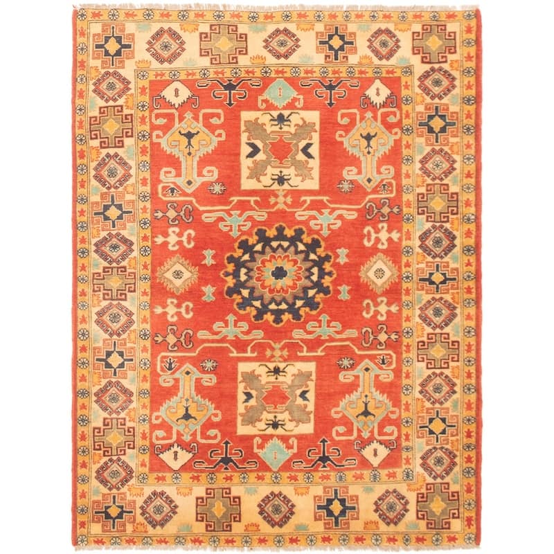 Hand-knotted Finest Gazni Copper Wool Rug - 4'10 x 6'3/4'10" x 6'3"