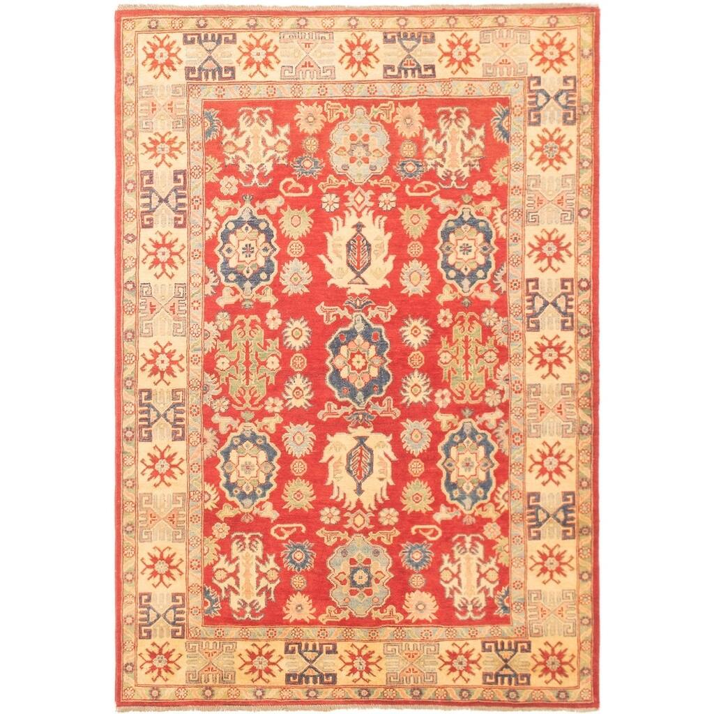 Hand-knotted Finest Gazni Red Wool Rug - 5'2 x 7'4/5'2" x 7'4"