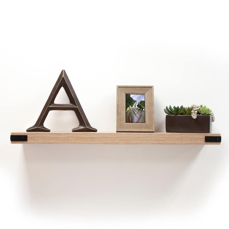 InPlace Oak Floating Shelf w/Metal Corners On Sale Bed Bath