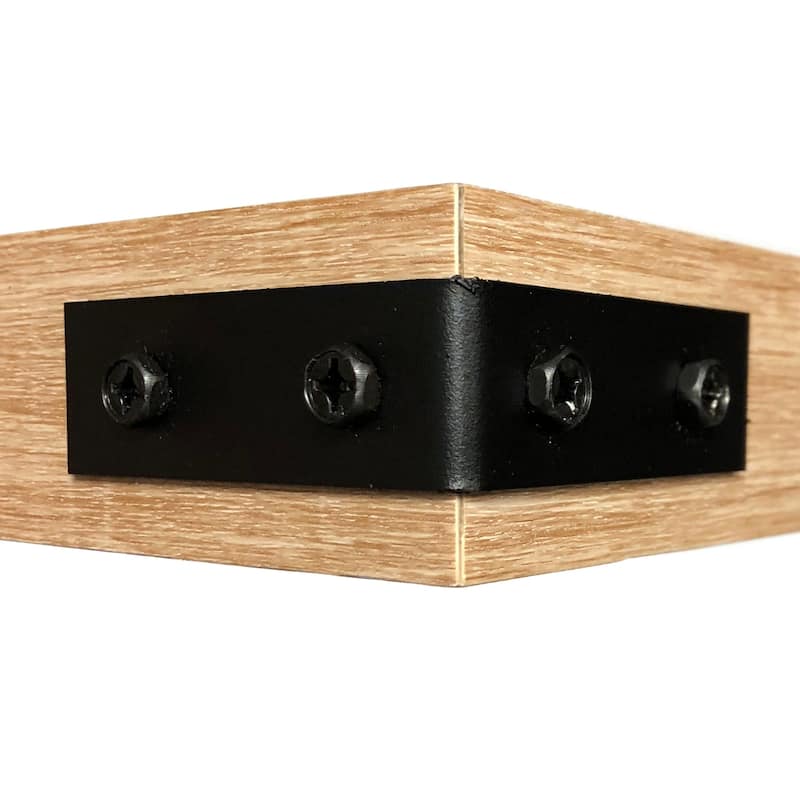 InPlace Oak Floating Shelf w/Metal Corners