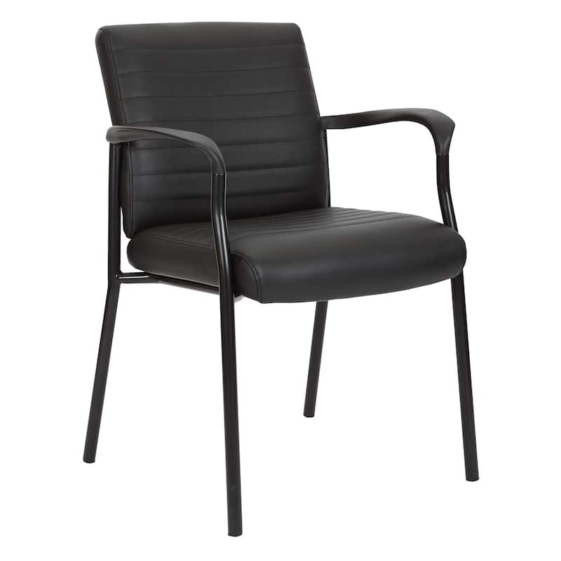 Guest Chair in Faux Leather and Black Frame - Black